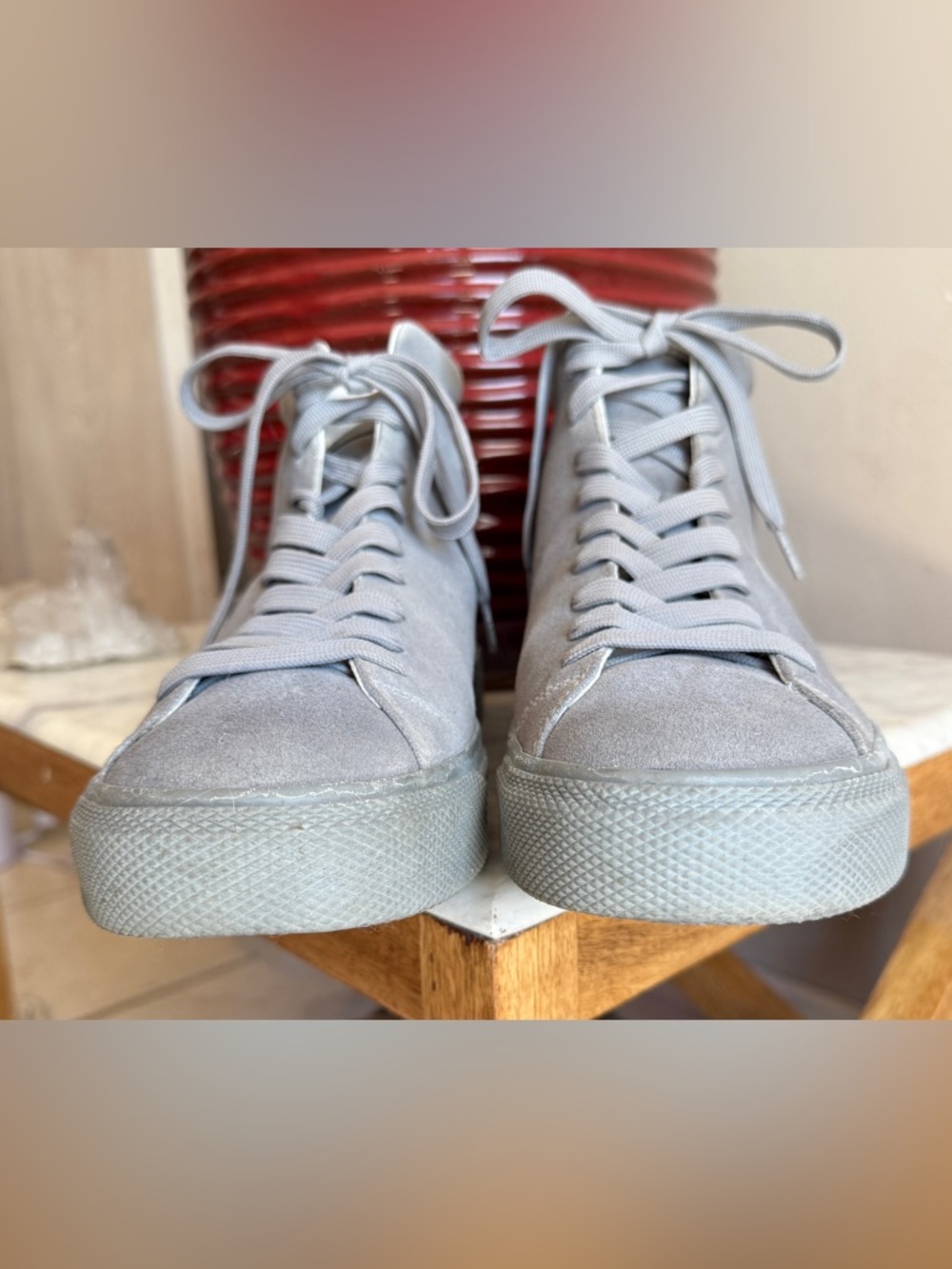 Rag & Bone RB1 High Top Sneakers Suede Haze Gray EU 44.5 US 11.5 Men’s Lace-Up - Picture 14 of 15